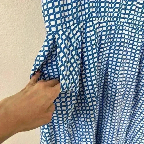 GAP Blue and White Gingham Zoe Print Dress with Pockets Size Large - Picture 3 of 6
